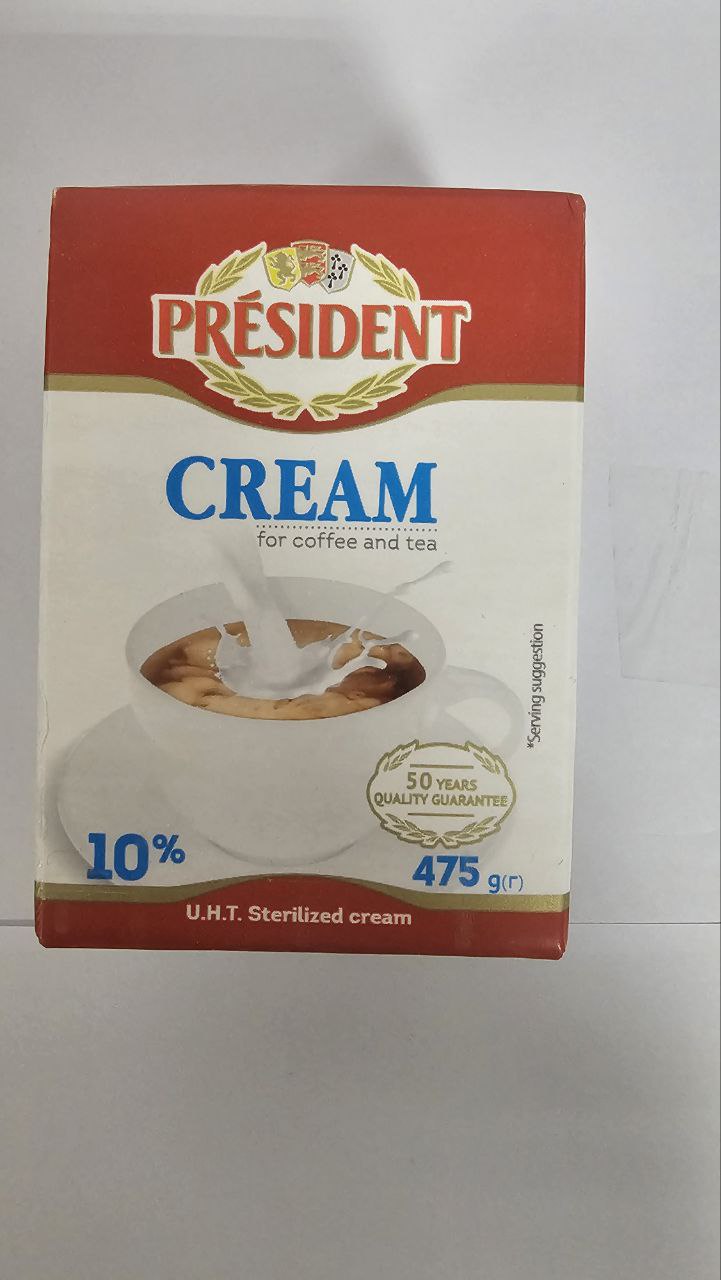 Вершки 10% 475 г ТМ President